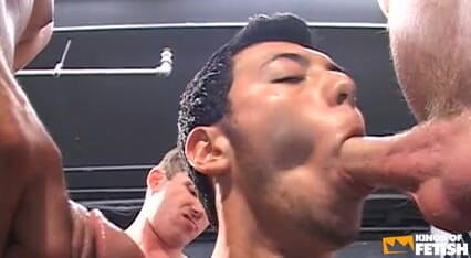 Group of guys swap load after blowing each other