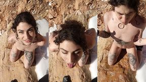 piss drinking on the mountain side