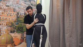 MINI BONDAGE STORIES #4 WITH KARA LUNE - Kara Lune Tied Up To The Floor In Strappado, Gagged With Ball Gag And Duct Tape, Masked, Blindfolded, Collared, Breast Stimulated, Vibrated With MW And Struggles - MP4 1080 HD copy 1