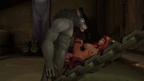 an elf redhead in a werewolf s cell - warcraft hentai parody