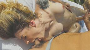 ”TBabe Casey Kisses oily handjob while deepthroating n ass fucking”