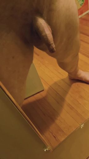 Precum-covered foreskin gets an uncut trim