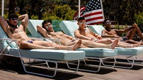 Muscle Hunk 4th Of July Interracial Orgy