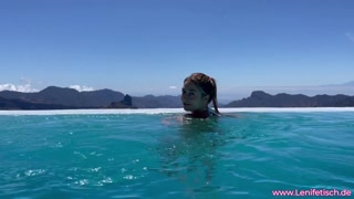 German Crazy Camgirl Lenifetish in Public Welnesshotel Pool