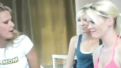 Two Teens and MILF Suck Lucky Guys Hard Cock Dry