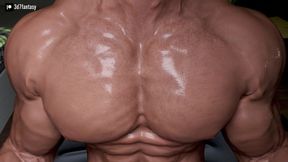 Muscle man takes growth pills and gets a monster cock with dick growth