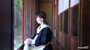 petite japanese teen maid seuce to suck the fat cock of boy and swallow sperm at fucll uncensored jav roleplay porn