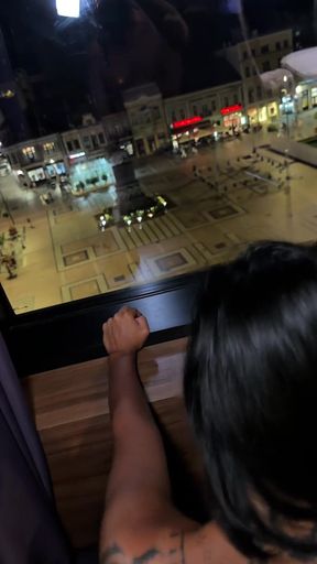 Night View Sex - She Presses Her Tits Against the Window and Begs for Deeper in POV