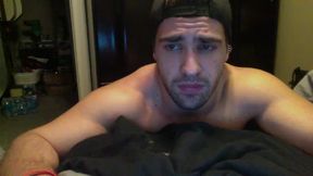 Hot American Stud Just Typing at Bed