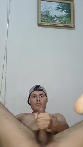 Handsome guy masturbating for the first time in the morning