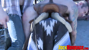 ”Nick Moretti struggles as fat prick & tugs an unknown Master grabs them”