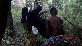 Foreign Missionary gets ravaged by African studs with giant cocks