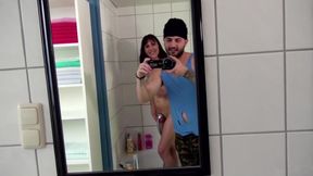 Sexy brunette loves POV fuck in the bathroom