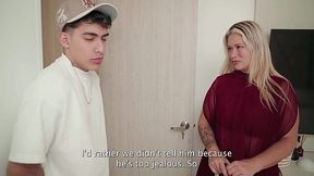Step-mom’s tits press against him in bed—then his cock gets rock hard without warning