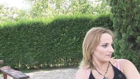 Mature Sabriana Douglas a big slut with a shaved pussy and golden hair loves to be pleasured in her pussy
