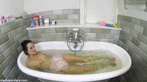 Plastic pants in the bathtub