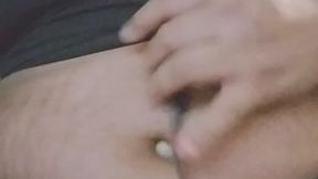 Playing video games and eating rubbing my belly same time