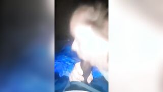 Dumb white bitch sucking off bbc