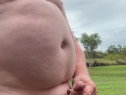 Naked in the back yard wanking & Cuming