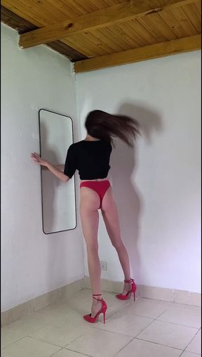 High heel stripper shows off her moves in a tantalizing striptease dance