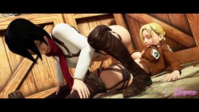 No Retreat (aot Futanari with Mikasa & Annie)