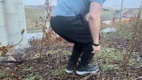 Shredded Asian Muscle Strips Naked in the Rain and Strokes Roadside