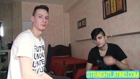 College dude Benja squeezed my balls and cock so I can cum on his pretty face