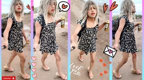 Cute Feet and Espadrilles Mini Dress in Public Hot Ladyboy