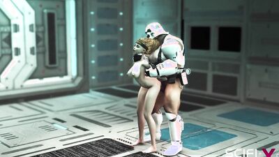 A sexy young hottie gets fucked by stormtrooper in the spaceships