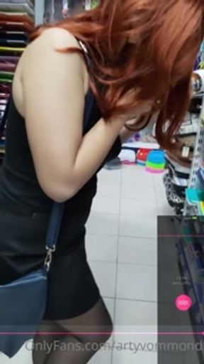 Arty publicly orgasms while shopping wearing a vibrator