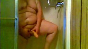 Obese Shower + 1St time with Sex Toy