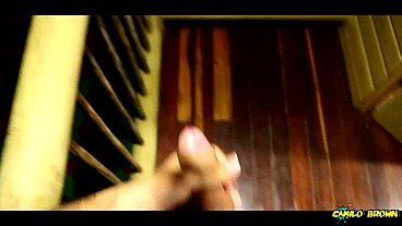 Jerking my big uncut cock in the cabin in the woods Cumshot - Camilo Brown