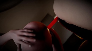 Lesbian Dildo Double Anal Penetration - 3D Porn