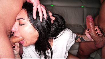 Step brother's hot girlfriend takes a monster cock in double penetration