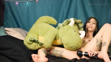 Teeny Petite Grinding on Plushie with Hitachi Orgasm
