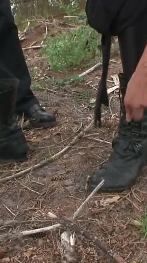 Stripped humiliated and spanked in the forest