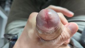 Playing with Lots of Precum Dripping Out of My Horny Dick with Moans and Cumshot