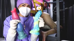 Trying out my new Monster Dildos on my patient!