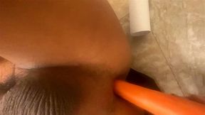Anal play with carrot while I drip pre cum