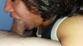Amateur wife gives the best deepthroat blowjob to her cheating husband.