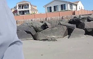 Jerking off on public beach-Big Cum Shot-Hairy Bear