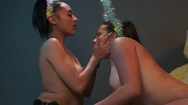 Sexy Jolla and her horny girlfriend La Diabla tease and strap-on fuck
