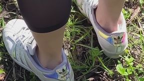 Mistress wearing Adidas sneakers and Ped socks walking