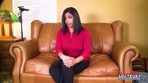 Eager brunette Zenee gives a hot deepthroat blowjob to her boyfriend while