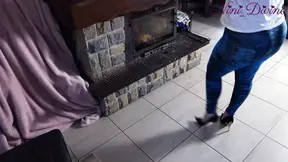 She Wants to Suck My Cock and Get Her Pussy Fucked in Her Tight Jeans in Front of the Fireplace!