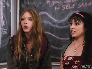 Students Pixie Smalls and Myra Groans ask their tech teacher for aid.Hes ready but wish their cunts in return.This guy fucks one as well as the other tiny teens in class
