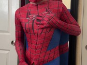 Cumshot in spandex / superhero costume (2 of 2)