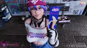 Street-savvy anime babe Kiriko gives a deepthroat BJ