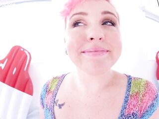 CAROLINE CROSS aka MILEY MAY Cute Cubby Blond Coed Massive Ramrod POV Oral pleasure and Cum Gulp