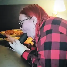 Redhead Aubrey Bigbabe304 Slobbers on a Big Fat Black Cock
